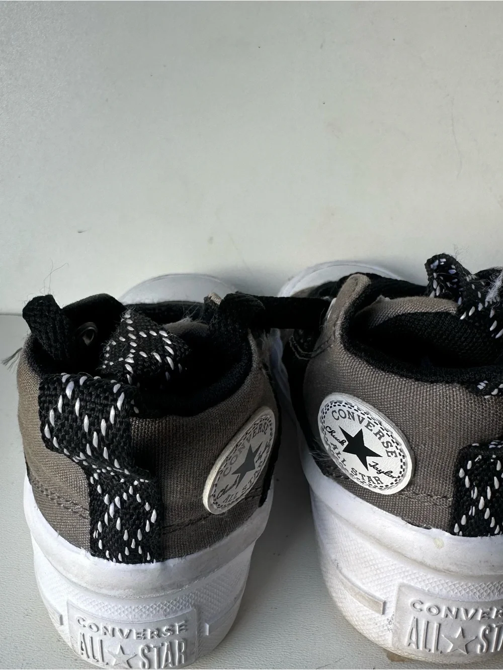 Converse All Star Toddler Gray Black High Top Sneakers Kids US 5 Hook Loop EUC